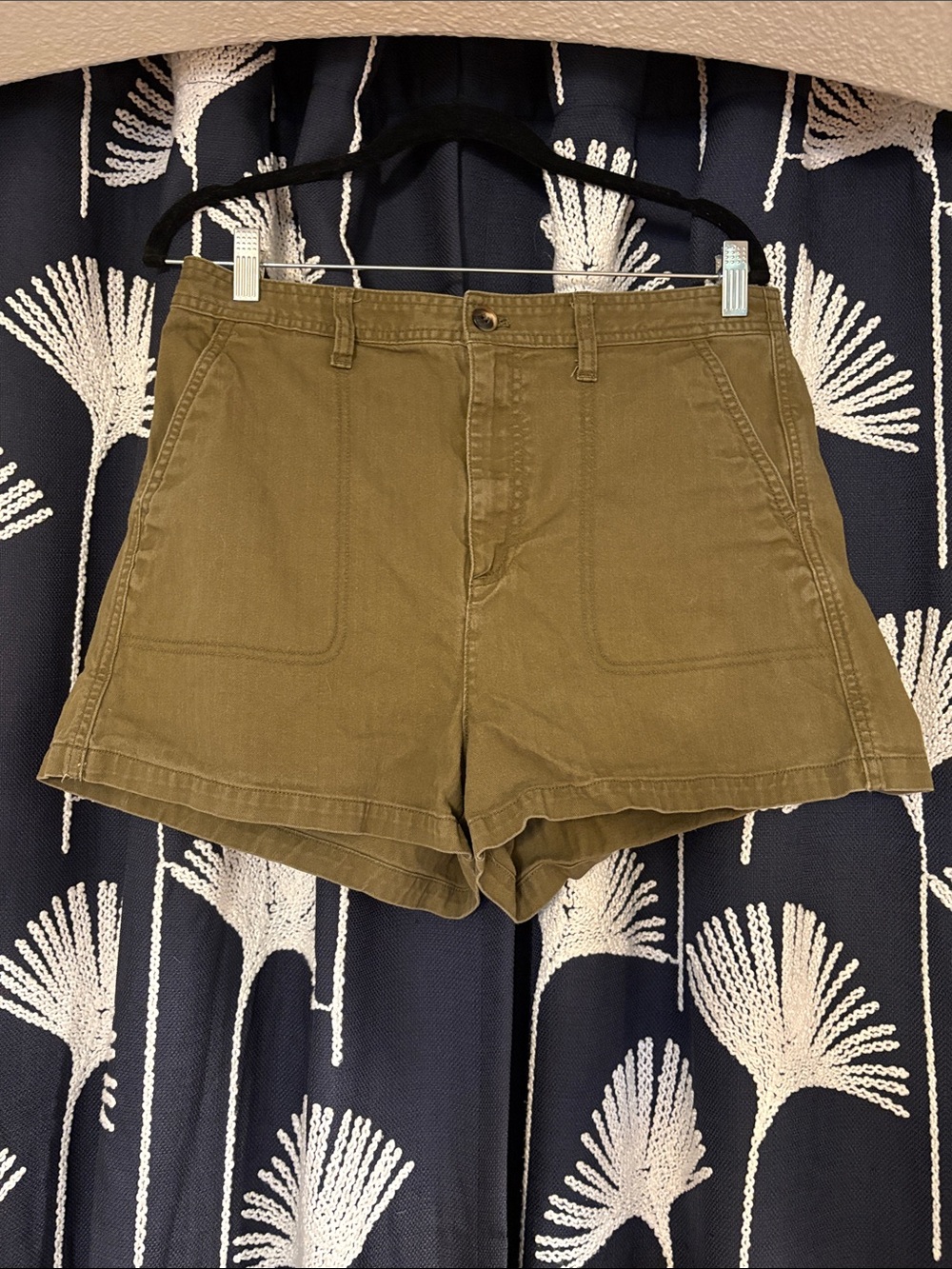Madewell Olive Green High-Rise Utility Shorts